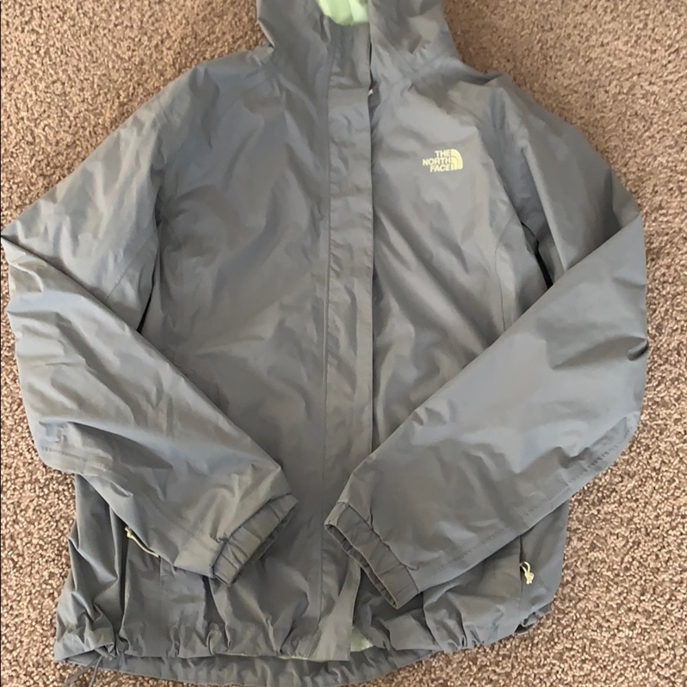 North Face grey women’s rain coat